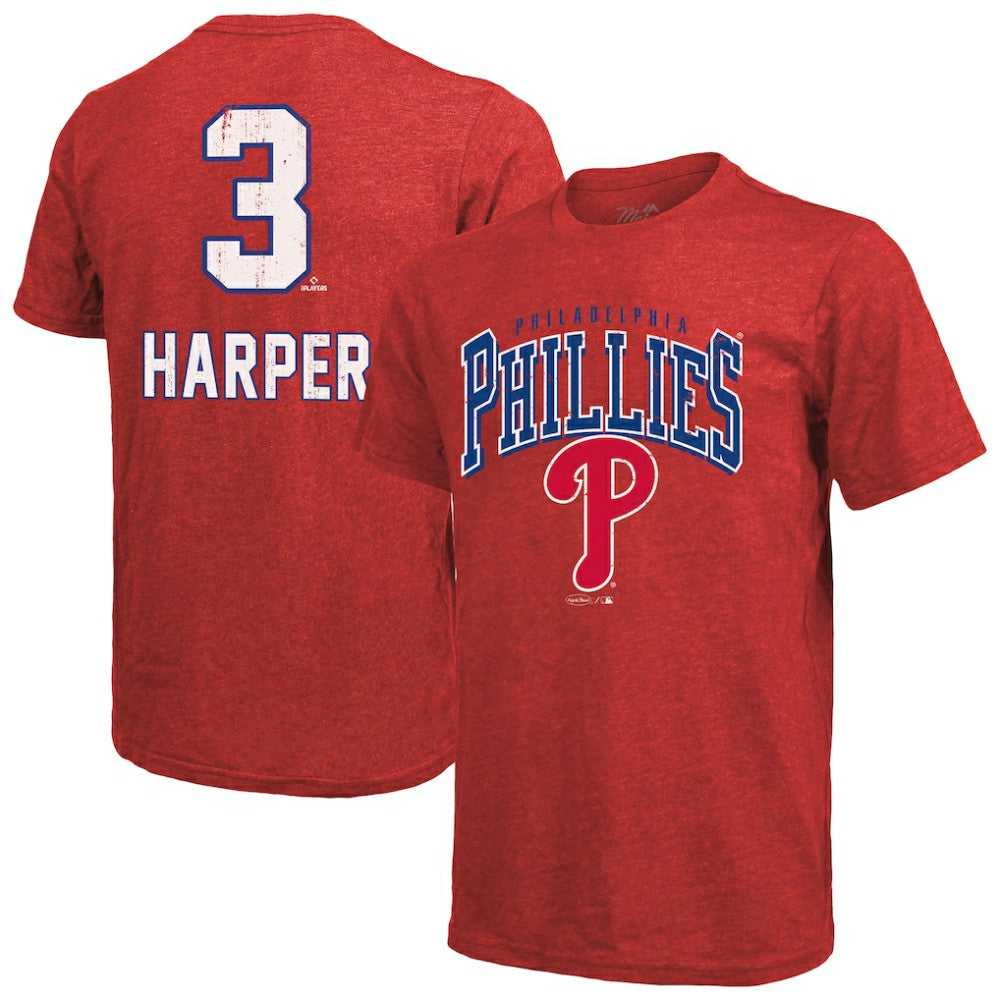 Bryce Harper Philadelphia Phillies Majestic Threads Triblend Name & Number T-Shirt - MLB T-shirts
