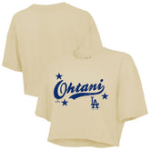 Shohei Ohtani Los Angeles Dodgers Majestic Threads Women's Boxy Crop Top - MLB Tops