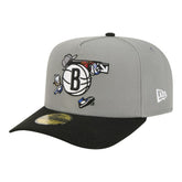 Gray Brooklyn Nets Injection Cartoon Logo A-Frame 59FIFTY Fitted Hat | NBA
