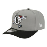Gray Brooklyn Nets Injection Cartoon Logo A-Frame 9FIFTY Adjustable Hat | NBA