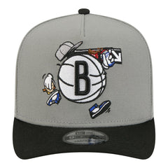 Gray Brooklyn Nets Injection Cartoon Logo A-Frame 9FIFTY Adjustable Hat | NBA