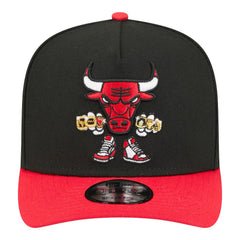 Black Chicago Bulls Injection Cartoon Logo A-Frame 9FIFTY Adjustable Hat | NBA