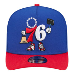 Royal Philadelphia 76ers Injection Cartoon Logo A-Frame 9FIFTY Adjustable Hat | NBA