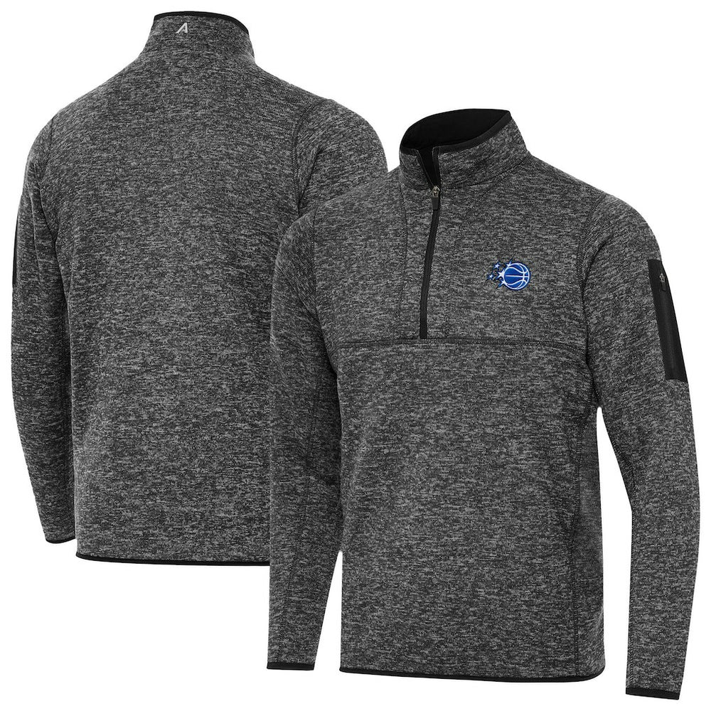Heather Black Orlando Magic Antigua New Logo Fortune Quarter-Zip Pullover Jacket | NBA