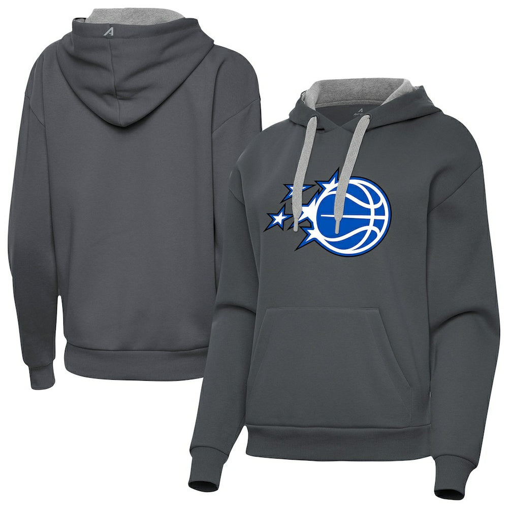 Charcoal Orlando Magic Antigua Women's New Logo Victory Pullover Hoodie | NBA