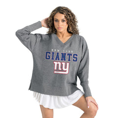 New York Giants Gameday Couture Women's French Terry V-Neck Pullover Sweatshirt | NFL Discount