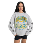 Los Angeles Chargers Gameday Couture Women's Resilience Relaxed Rhinestone Pullover Sweatshirt | NFL US