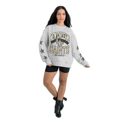 New Orleans Saints Gameday Couture Women's Resilience Relaxed Rhinestone Pullover Sweatshirt | NFL Discount