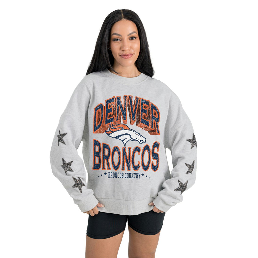 Denver Broncos Gameday Couture Women's Resilience Relaxed Rhinestone Pullover Sweatshirt | NFL Hot