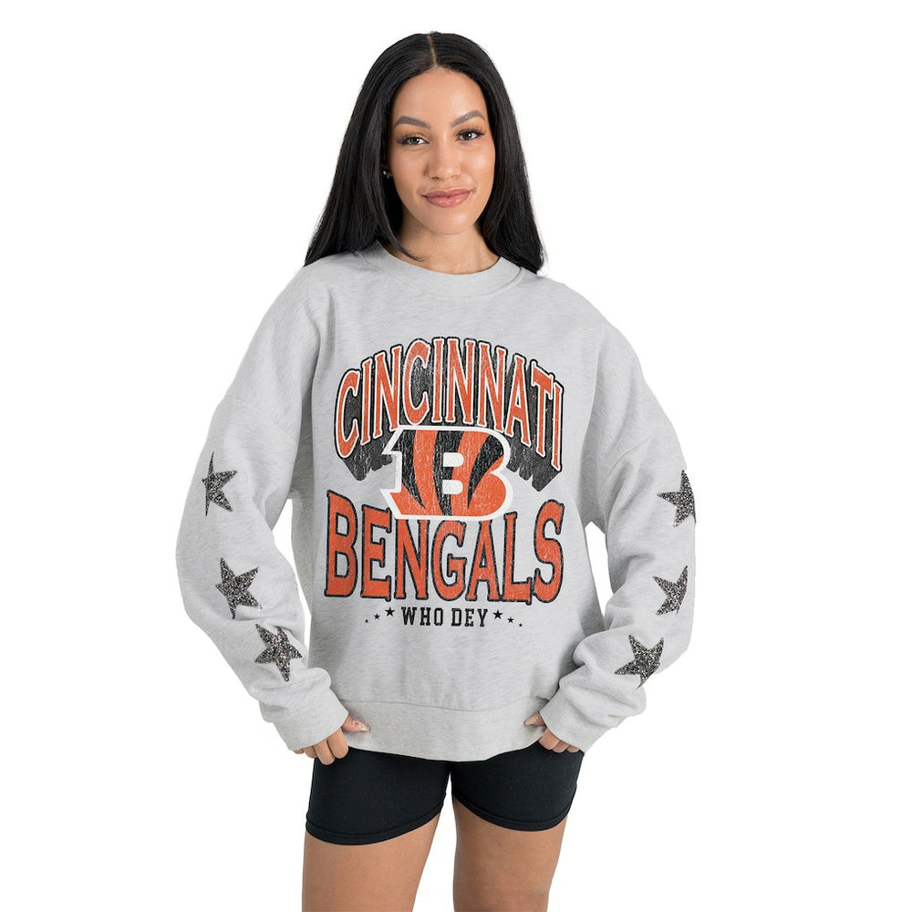 Cincinnati Bengals Gameday Couture Women's Resilience Relaxed Rhinestone Pullover Sweatshirt | NFL Hot