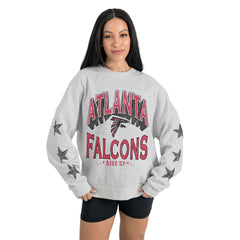 Atlanta Falcons Gameday Couture Women's Resilience Relaxed Rhinestone Pullover Sweatshirt | NFL Online