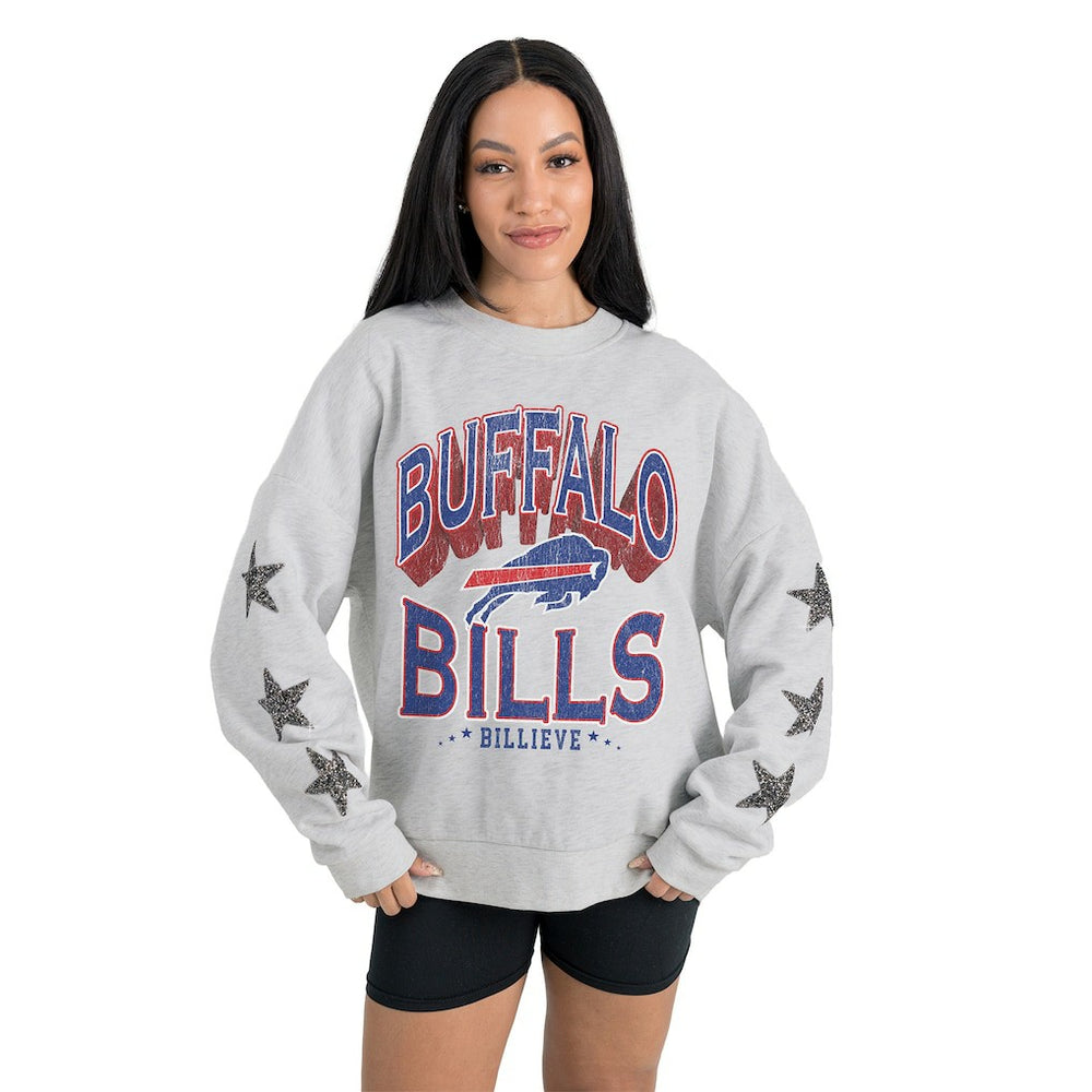 Buffalo Bills Gameday Couture Women's Resilience Relaxed Rhinestone Pullover Sweatshirt | NFL Outlet