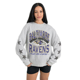 Baltimore Ravens Gameday Couture Women's Resilience Relaxed Rhinestone Pullover Sweatshirt | NFL Discount