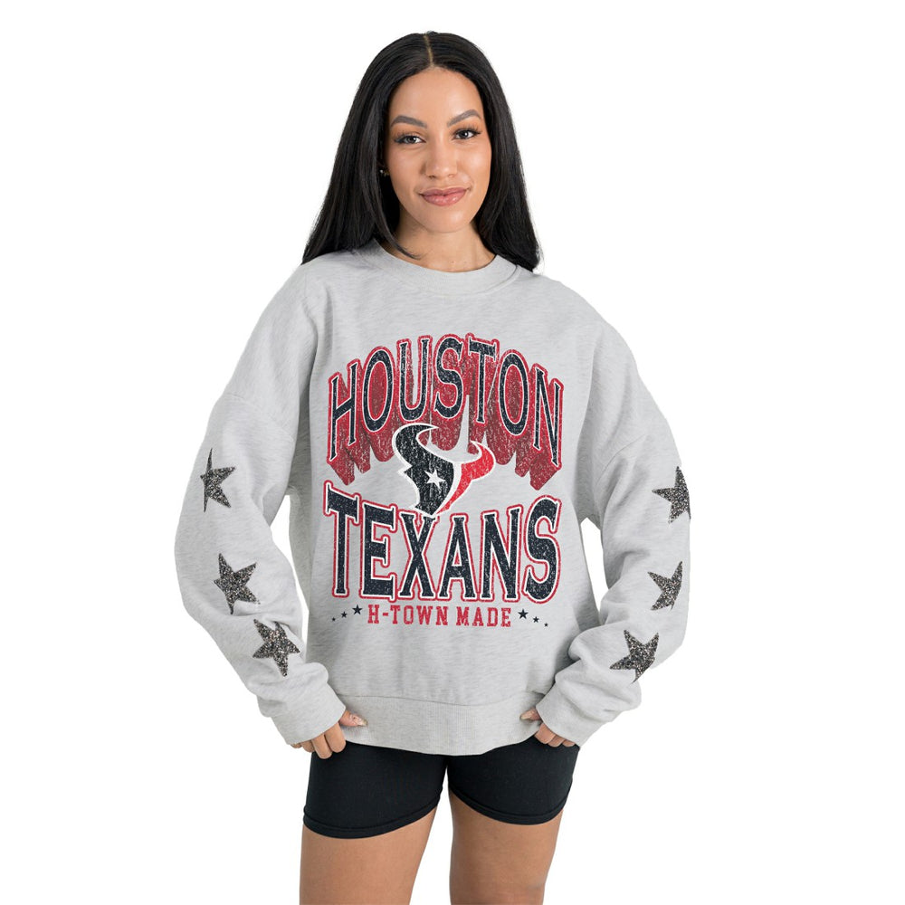 Houston Texans Gameday Couture Women's Resilience Relaxed Rhinestone Pullover Sweatshirt | NFL Online