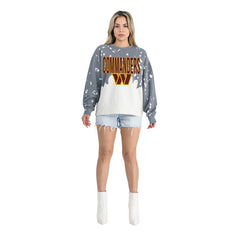 Washington Commanders Gameday Couture Women's Oversized Faded Wash Tri-Blend Pullover Sweatshirt | NFL US