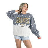 New Orleans Saints Gameday Couture Women's Oversized Faded Wash Tri-Blend Pullover Sweatshirt | NFL Discount