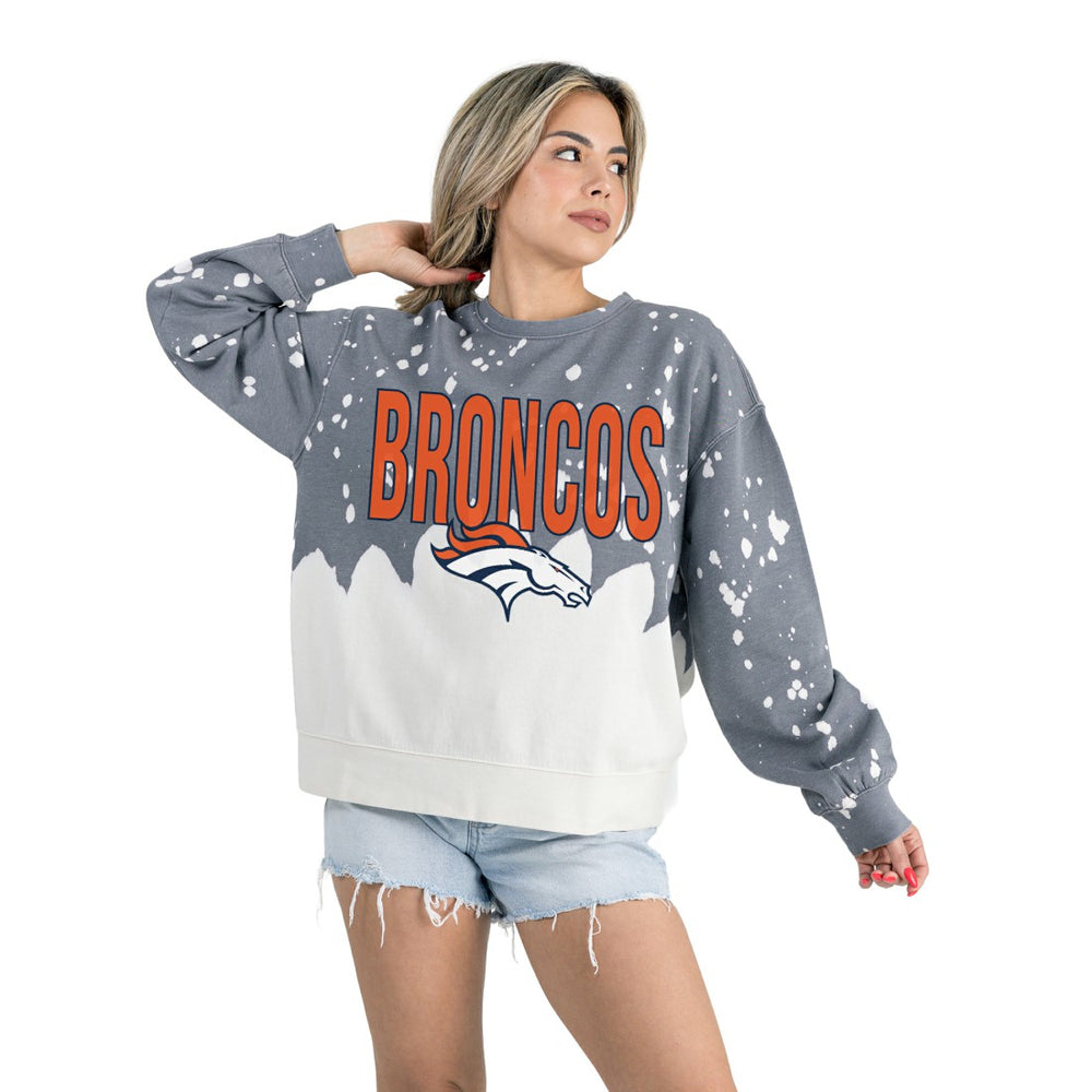 Denver Broncos Gameday Couture Women's Oversized Faded Wash Tri-Blend Pullover Sweatshirt | NFL Outlet