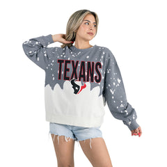 Houston Texans Gameday Couture Women's Oversized Faded Wash Tri-Blend Pullover Sweatshirt | NFL Hot
