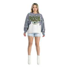Green Bay Packers Gameday Couture Women's Oversized Faded Wash Tri-Blend Pullover Sweatshirt | NFL Discount