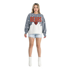Chicago Bears Gameday Couture Women's Oversized Faded Wash Tri-Blend Pullover Sweatshirt | NFL On sale