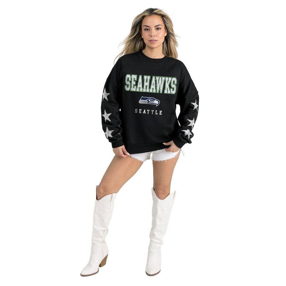 Seattle Seahawks Gameday Couture Women's Velocity Relaxed Rhinestone Pullover Sweatshirt | NFL Near me