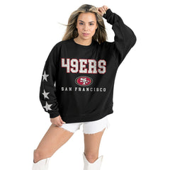 San Francisco 49ers Gameday Couture Women's Velocity Relaxed Rhinestone Pullover Sweatshirt | NFL Hot