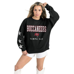 Tampa Bay Buccaneers Gameday Couture Women's Velocity Relaxed Rhinestone Pullover Sweatshirt | NFL Outlet