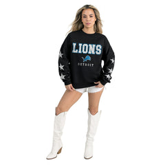 Detroit Lions Gameday Couture Women's Velocity Relaxed Rhinestone Pullover Sweatshirt | NFL US