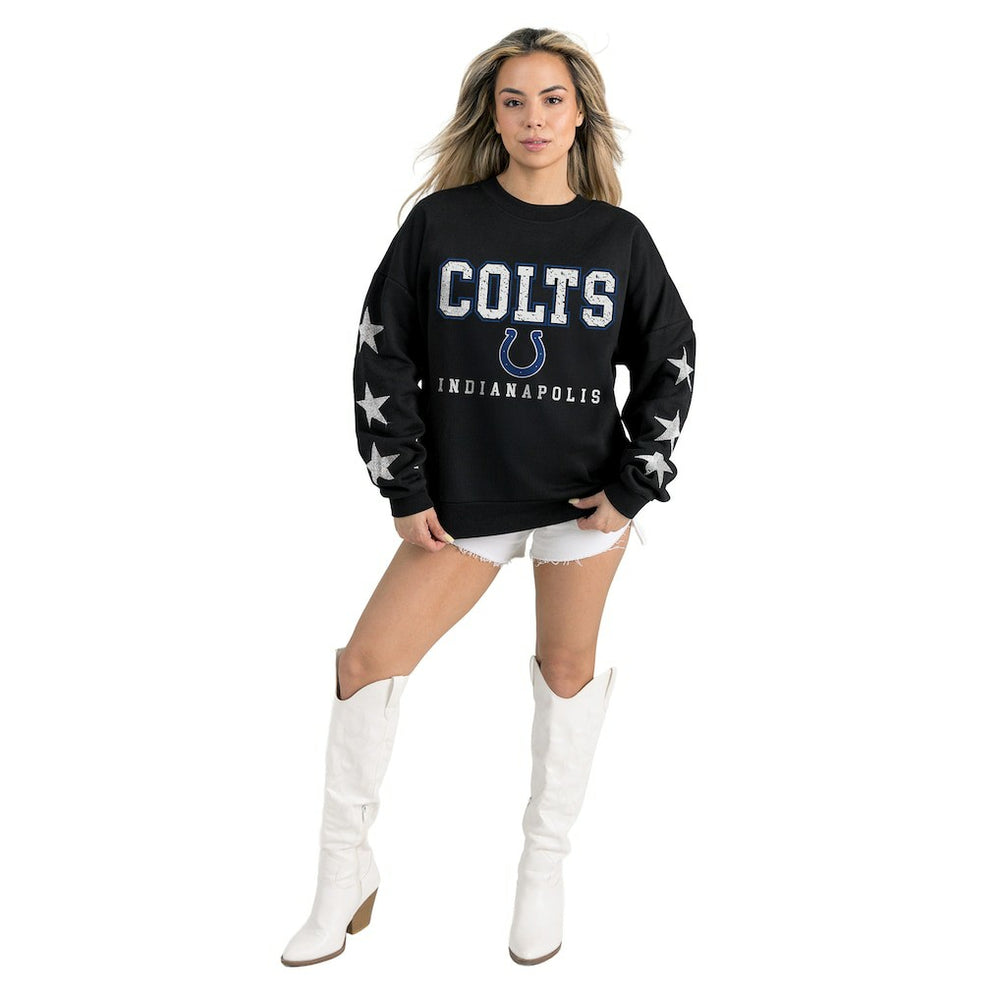 Indianapolis Colts Gameday Couture Women's Velocity Relaxed Rhinestone Pullover Sweatshirt | NFL US