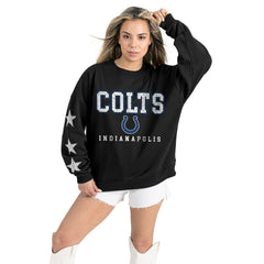 Indianapolis Colts Gameday Couture Women's Velocity Relaxed Rhinestone Pullover Sweatshirt | NFL US