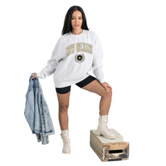 New Orleans Saints Gameday Couture Women's Traditional Logo Oversized Premium Fleece Pullover Sweatshirt | NFL US