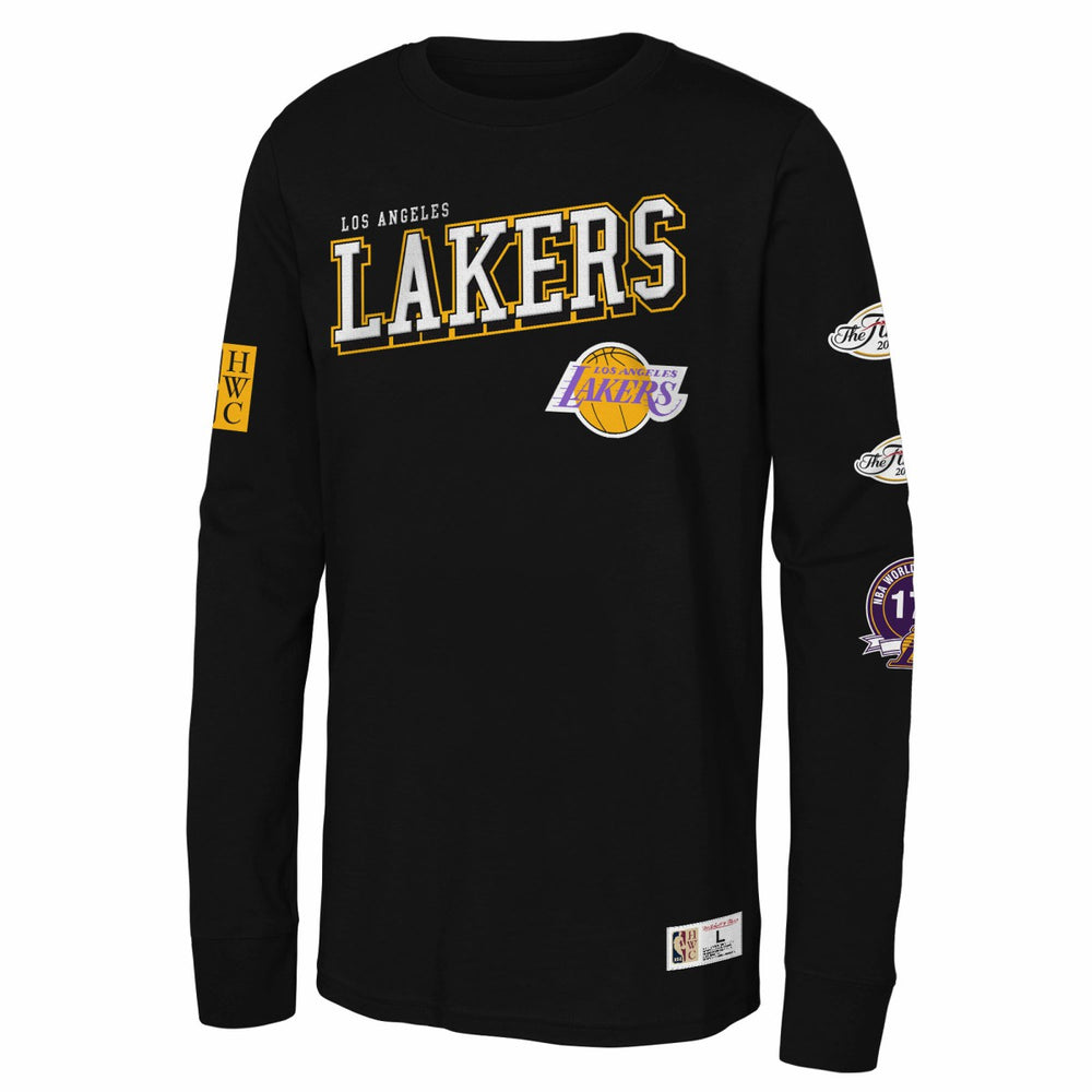 Black Los Angeles Lakers Youth Hardwood Classics Training Camp Long Sleeve T-Shirt | NBA