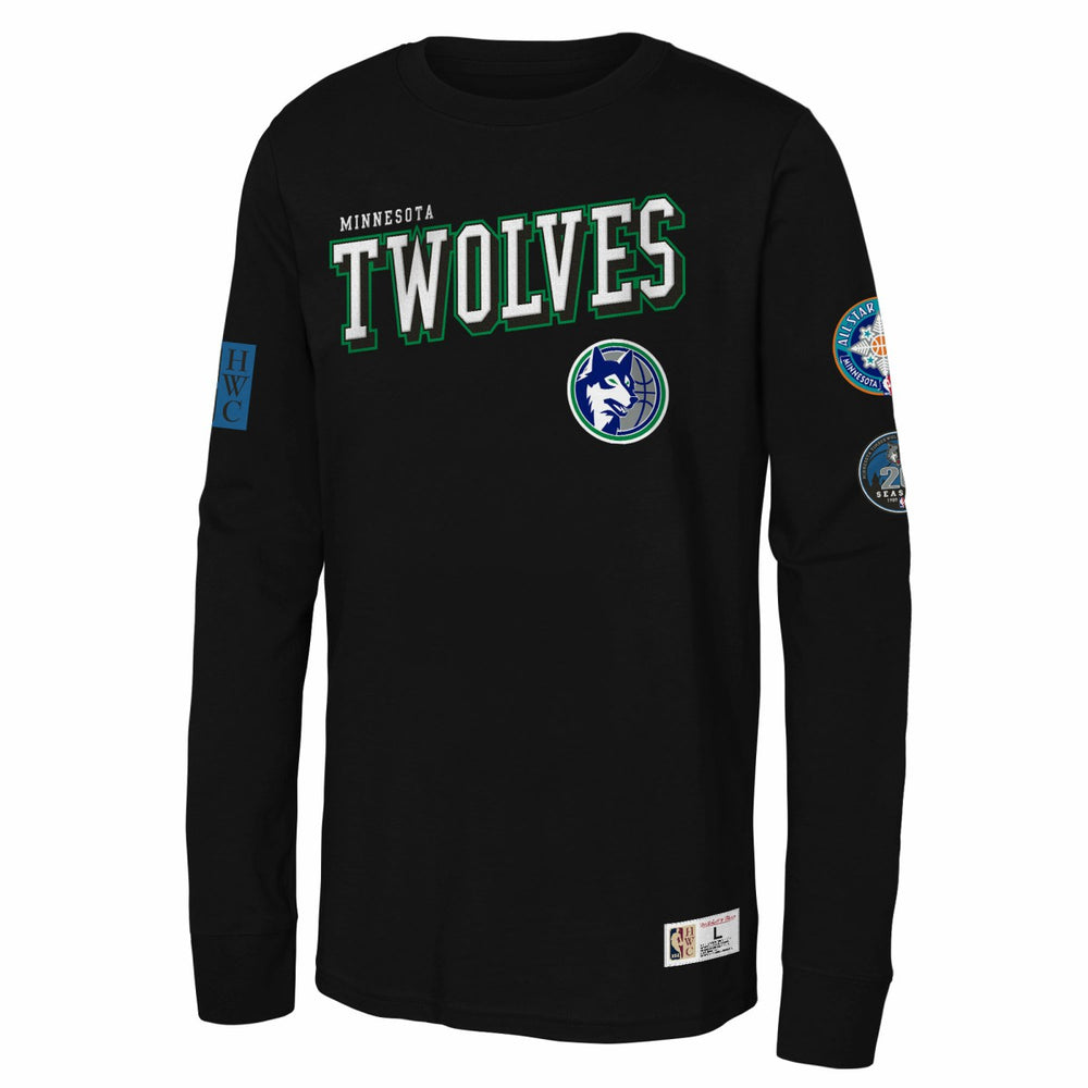 Black Minnesota Timberwolves Youth Hardwood Classics Training Camp Long Sleeve T-Shirt | NBA