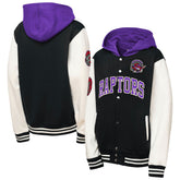 Black Toronto Raptors Youth Hardwood Classics Courtside Fleece Full-Snap Hooded Jacket | NBA