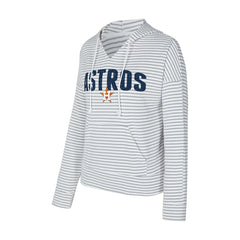 Houston Astros Concepts Sport Women's Liftoff Striped V-Neck Hoodie - MLB Hoodies