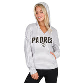 San Diego Padres Concepts Sport Women's Liftoff Striped V-Neck Hoodie - MLB Hoodies