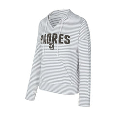 San Diego Padres Concepts Sport Women's Liftoff Striped V-Neck Hoodie - MLB Hoodies