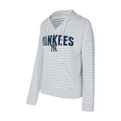New York Yankees Concepts Sport Women's Liftoff Striped V-Neck Hoodie - MLB Hoodies
