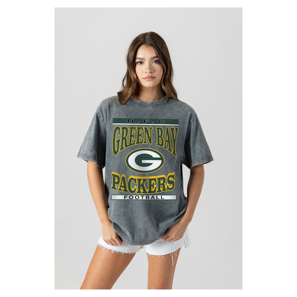 Green Bay Packers Gameday Couture Women's Oversized Classic Grind Washed T-Shirt | NFL Hot