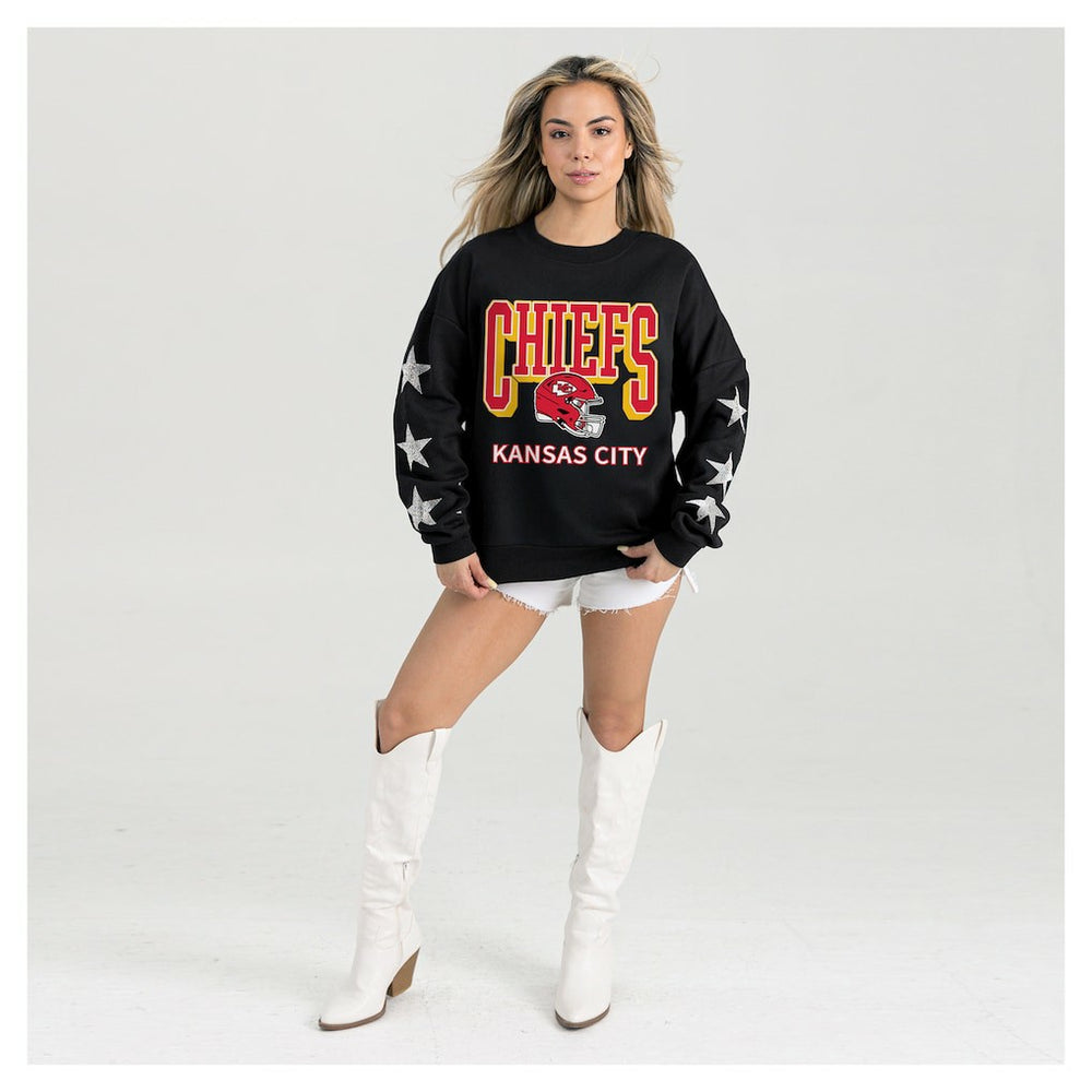Kansas City Chiefs Gameday Couture Women's Pure Victory Rhinestud Star-Sleeve Pullover Sweatshirt | NFL Discount