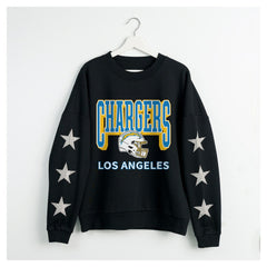 Los Angeles Chargers Gameday Couture Women's Pure Victory Rhinestud Star-Sleeve Pullover Sweatshirt | NFL Online