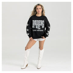 Las Vegas Raiders Gameday Couture Women's Pure Victory Rhinestud Star-Sleeve Pullover Sweatshirt | NFL On sale