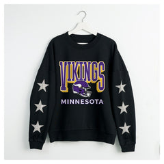 Minnesota Vikings Gameday Couture Women's Pure Victory Rhinestud Star-Sleeve Pullover Sweatshirt | NFL US