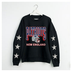 New England Patriots Gameday Couture Women's Pure Victory Rhinestud Star-Sleeve Pullover Sweatshirt | NFL Sale