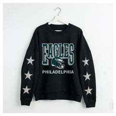 Philadelphia Eagles Gameday Couture Women's Pure Victory Rhinestud Star-Sleeve Pullover Sweatshirt | NFL Sale