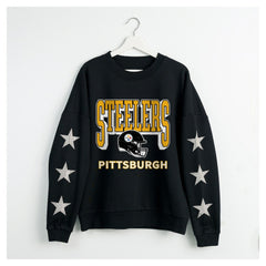 Pittsburgh Steelers Gameday Couture Women's Pure Victory Rhinestud Star-Sleeve Pullover Sweatshirt | NFL Near me