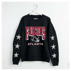 Atlanta Falcons Gameday Couture Women's Pure Victory Rhinestud Star-Sleeve Pullover Sweatshirt | NFL Online
