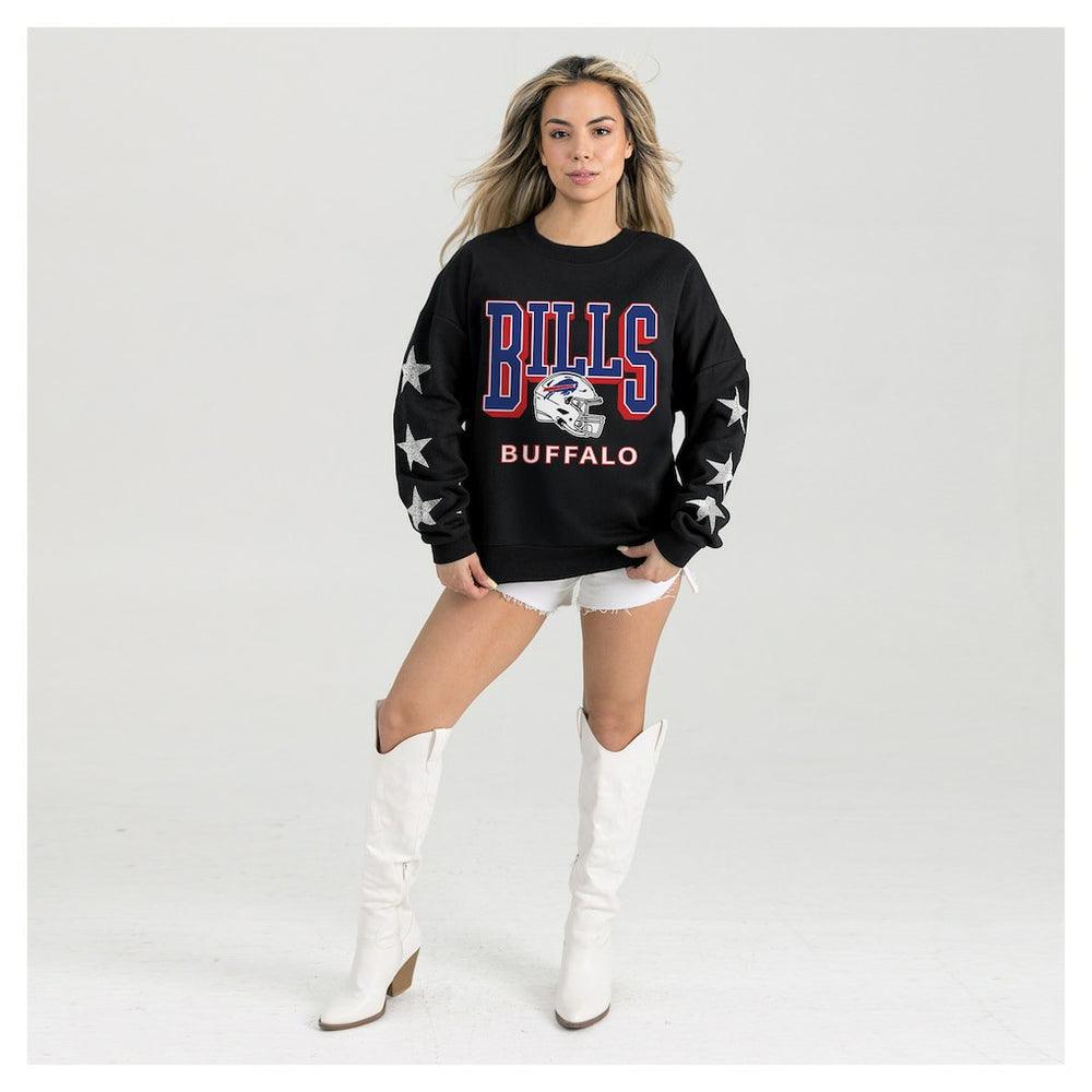 Buffalo Bills Gameday Couture Women's Pure Victory Rhinestud Star-Sleeve Pullover Sweatshirt | NFL On sale