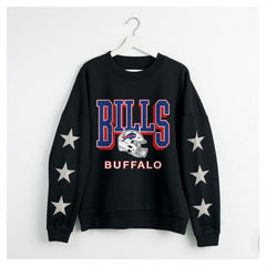 Buffalo Bills Gameday Couture Women's Pure Victory Rhinestud Star-Sleeve Pullover Sweatshirt | NFL On sale
