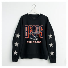 Chicago Bears Gameday Couture Women's Pure Victory Rhinestud Star-Sleeve Pullover Sweatshirt | NFL New